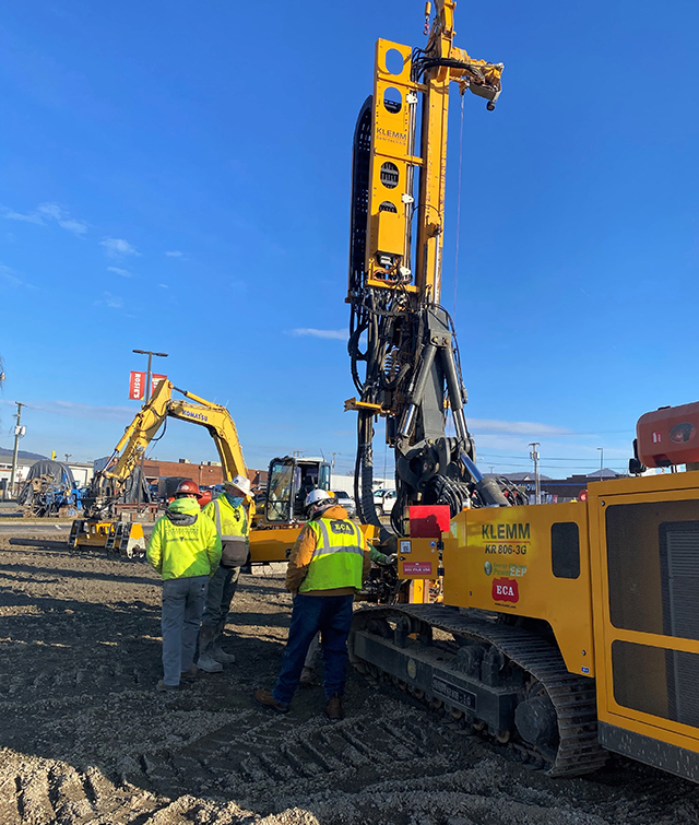 ECA’s Account Manager Greg Barta arranged the rental of the KLEMM drilling rig and rod handling attachment